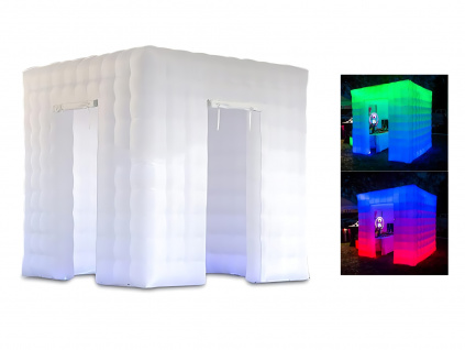Světelná Gumová Nafukovací Krychle Stan Zástěna RGB LED Osvětlení Kryt na Fotokoutek Photo Booth Velikost 2,5x2,5m Enclosure