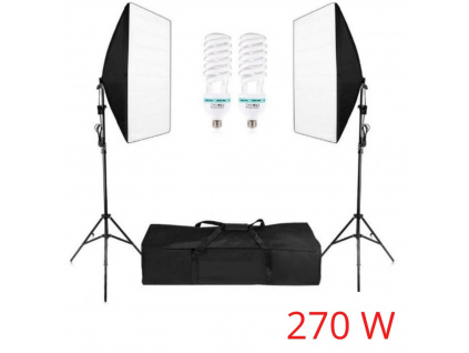 Foto Lampa Studio 2x softbox světlo + 2x stativ + 2x žárovky, 270W!