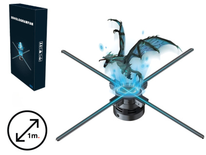 Profesionální Čtyřkřídlý 3D LED Hologramový Holografický Projektor HD Zobrazení 100cm Holofan Reklamní Poutač Fan 120W