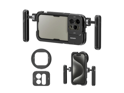 Profesionálna Dvojručná Hliníková Video Klietka Set na IPhone 15 Pro/Pre Max Video Cage Rig Cold Shoe + Adaptéry na Filtre Výber Variant