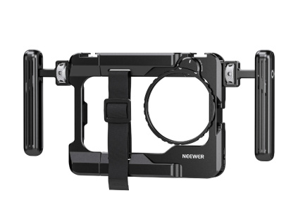 Univerzálna Dvojručná Hliníková Video Klietka Set Video Cage Rig Cold Shoe Adaptér na Filter 67mm