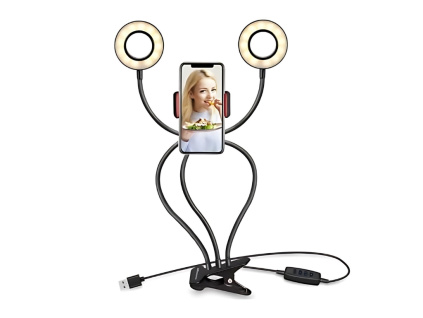 Flexibilné Stolové Kruhové Foto Svetlo Fotografický Kruh Selfie Light Photo Video YouTube Ring s Držiakom na Telefón + Klipsňa