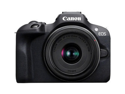 Digitální Fotoaparát Bezzrcadlovka s Displejem Canon EOS R100+ RF-S 18-45mm f/4.5-6.3 IS STM s Vestavěným Bleskem a Funkci Detekce Tváři