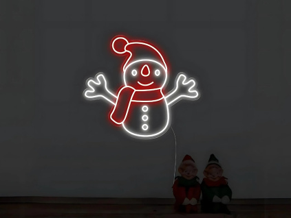 Neónový Nápis Neon LED Snehuliak Snowman Vianočné Zimné Dekorácie Vianoce (Vyrábame aj na Mieru)