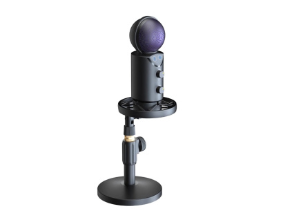 7Ryms Profesionální Kondenzátorový Mikrofon RGB pro Podcast Stream Gaming Real Time Monitoring s AI Filtrem Šumu USB-C Output