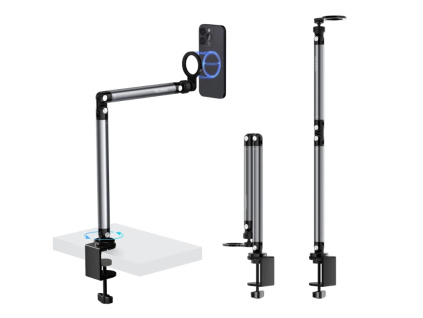 Telesin Flexibilní Nastavitelný Stojan Tyč s Deskovým Uchycením a Magnetickým Držákem na Telefon Flat Lay