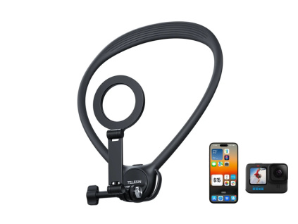 Telesin Magsafe POV Flexibilný Magnetický Kovový Mäkčený Soft Držiak Telefónu na Krk 2v1 Neck Phone Holder 2.0