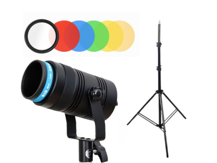 Fotografické Spotlight LED Bodové Světlo s Barevným Filtrem 50W (8500LUX/0,5m) Portrét Video PhotoShoot + Stativ