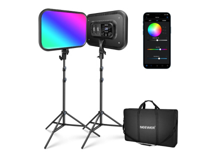 Neewer Profesionálne LED Štúdiové Panely RGB168 120W Pro Set 2x Panel + 2x Statív 200cm
