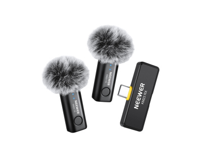 Neewer Profesionální 2x Bezdrátový Mikrofon Double Set USB-C/Lightning s Potlačením Šumu Video Vlog DSLR