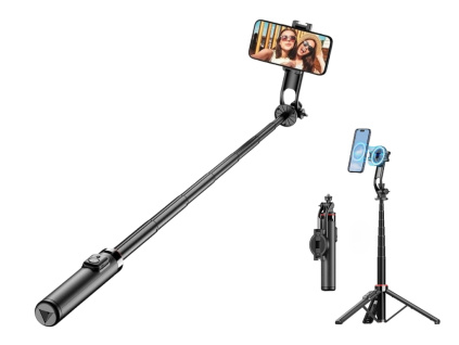 Univerzální Magsafe Selfie Tyč Rotační Magnetický Stativ Tripod Stick s Cold Shoe 130cm