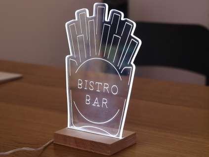 Neonové Edge Light Logo na Míru Neonový Reklamní Nápis Reklama s Dřevěným Podstavcem Výběr Variant (Varianta 10 x 10cm)