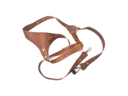 Jednoramenný Popruh Držák z Kůže na Dva Fotoaparáty či Přislušenství s 1/4" Závitem Protipádový Výběr Variant (Varianta Pravostranný)