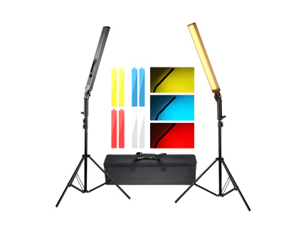 Neewer Set 2X Pásové LED Svetlo Panel s RGB Filtre 42W + 200cm Statív