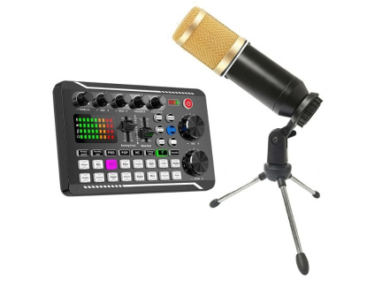 Sada Kondenzátorový Mikrofon + Bluetooth Zvuková Karta