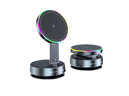 Prísavný Magnetický Kovový Flexibilný Držiak na Telefón s Nabíjačkou Magsafe 15W