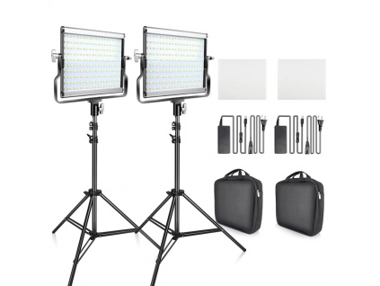 Set 2x LED Svetlo Panel + Statív 200 cm