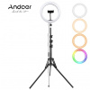 26 cm Průměr 10" Andoer RGB Barevné Kruhové Foto Světlo + Stativ 150 cm