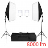 Foto Lampa Studio 2X Softbox Svetlo + 2X LED Žiarovka + 2X Statív 8000lm
