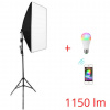 RGB Softbox Světlo + Stativ + Smart LED Žárovka, 1150 lm