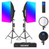 Foto Lampa Studio 2x RGB Softbox Světlo + 2x Stativ + 2x LED Žárovka, (10000 lm)