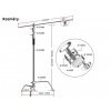 Ocelový Jeřábový Teleskopický Stativ C-Stand Boom Heavy Duty Tripod + Kolečka