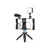 Puluz Držák na Telefon Klec, Mikrofon, Mini LED Světla, Tripod, Bluetooth spoušť Smartphone Video Rig Vlog Set