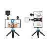 Puluz Držák na Telefon Klec, Mikrofon, Mini LED Světla, Tripod, Bluetooth spoušť Smartphone Video Rig Vlog Set