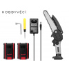 Ruční Řetězová Elektrická Pila AKU 15 cm lišta, 2x baterie, Šedá