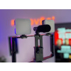 Držiak na Telefón Cage Klietka Rig Mikrofón 2x Mini LED Svetlo Video Vlog Set Kit Live Stream