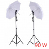 SET 2x Foto Dáždnik Lampa Fotoštúdio, Žiarovka, Statív 90W