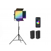 RGB LED Svetlo Panel 45W + Statív + Mobilný Aplikácia na Ovládanie + 2x 4400mAh Batéria s Nabíjačkou