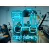 Neónový Nápis Neon LED Dovážka Objednanie Jedla Food Delivery (Vyrábame aj na Mieru)