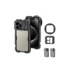Profesionální Dvouruční Hliníková Video Klec Set na IPhone 15 Pro/ Pro Max Video Cage Rig Cold Shoe + Adaptéry na Filtry Výběr Variant (Varianta IPhone 15 Pro)
