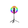 Ring Light Selfie Tyč Tripod 3v1 Monopod Kruhové RGB Světlo Smartphone + Dálk. Ovládání 190cm