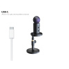 7Ryms Profesionální Kondenzátorový Mikrofon RGB pro Podcast Stream Gaming Real Time Monitoring s AI Filtrem Šumu USB-C Output