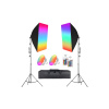 RGB Farebná Foto Lampa Štúdio 2x LED Softbox Svetlo + 2x Statív + 2x Diaľkový Ovládač (9000lm)