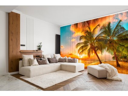 Vertikální fotožaluzie - Západ slunce s palmami