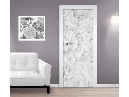 Samolepící fototapeta na dveře 3D Bílé růže