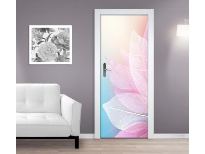 Samolepící fototapeta na dveře Jemné listy na barevném pozadí