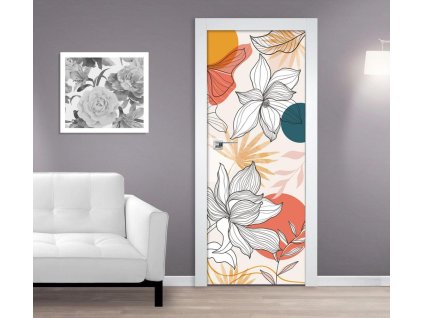 Samolepící fototapeta na dveře Květy kreslené