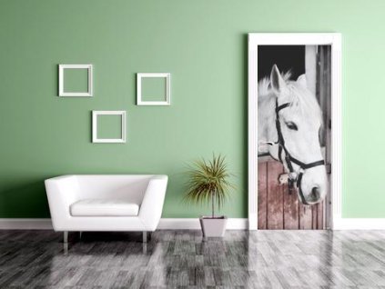 Samolepící fototapeta na dveře Kůň ve stáji