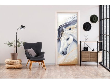 Samolepící fototapeta na dveře Tanec bílých koní