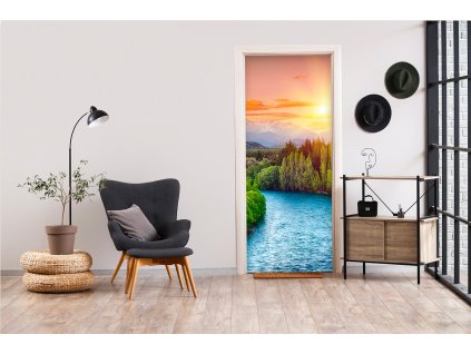 Samolepící fototapeta na dveře Záře slunce nad řekou