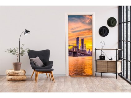 Samolepící fototapeta na dveře - New York při západu slunce