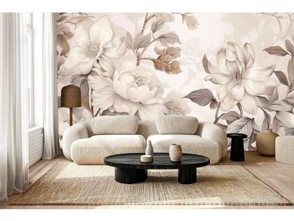 Fototapeta na zeď - Elegantní květy v béžových tónech