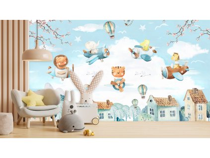 Dětská fototapeta na zeď - Dobrodružství v oblacích
