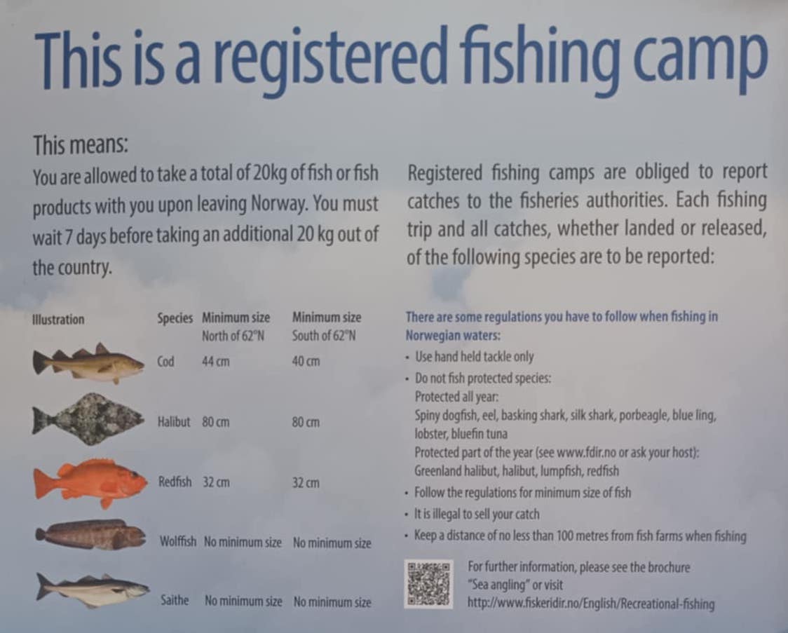 Norsko: Seznam lovených ryb a ryb podléhajících registraci