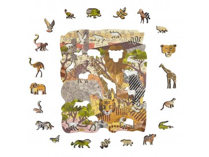 Dřevěné puzzle Africká savana A4 Premium Box