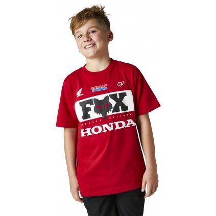Dětské triko Fox Yth Honda Ss Tee - Flame Red
